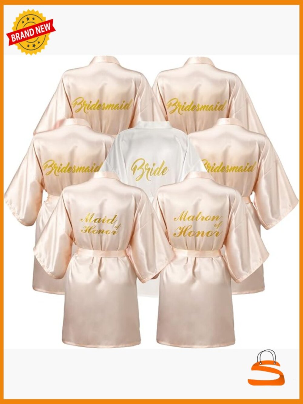 7 Pcs Bridesmaids Satin Robes Wedding Party Kimono Robes